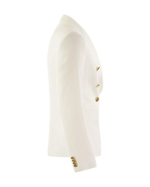 Tagliatore White Alycia Double-Breasted Tailored Blazer