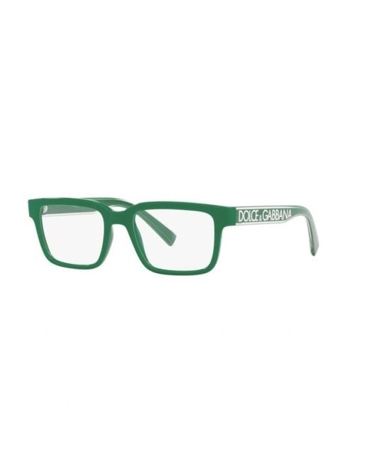 Dolce & Gabbana Green Eyewear Rectangular Frame Glasses for men