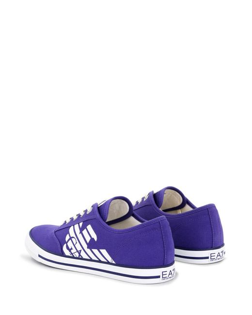 EA7 Blue Logo Strapped Casual Sneakers for men