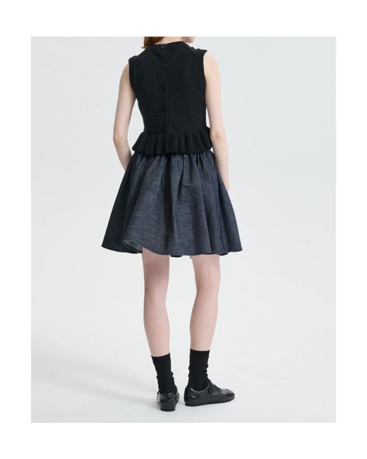 CECILIE BAHNSEN Blue Ruffled Sleeveless Top