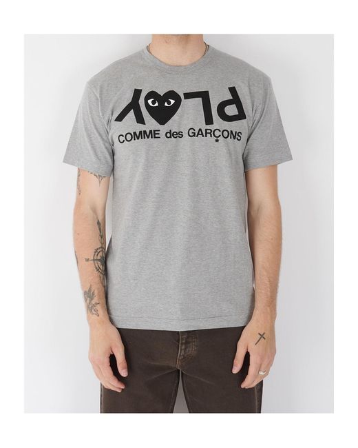 Comme des Garçons Gray Logo Cotton T-Shirt for men