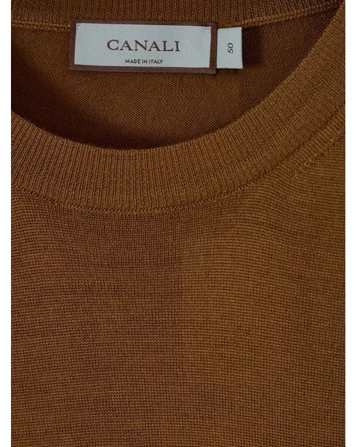 Canali Brown Long-Sleeve Knit Top for men