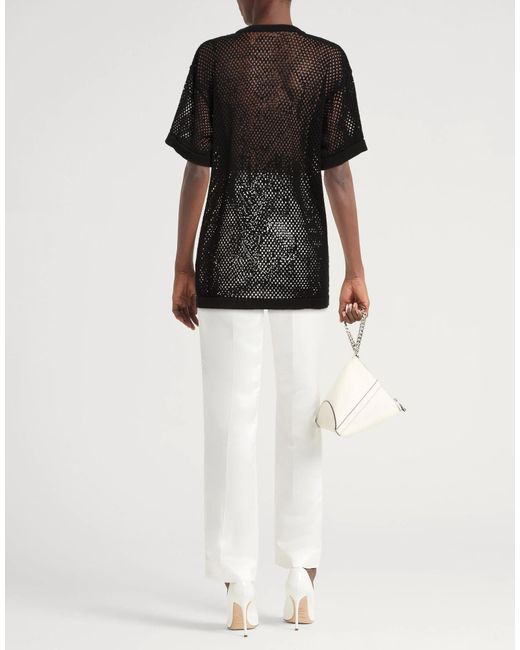 MM6 by Maison Margiela Black Lightweight Short-Sleeve Knit Sweater