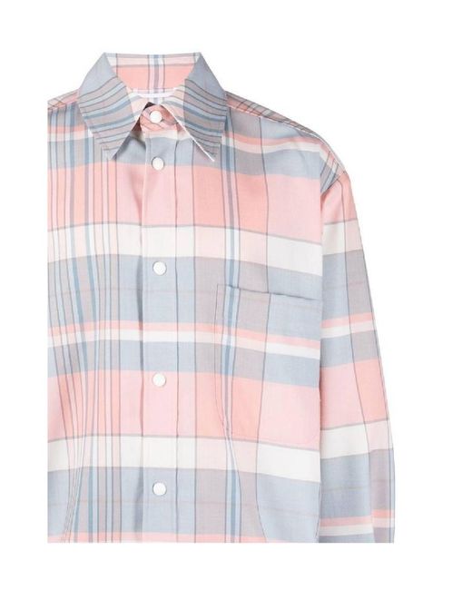 Thom Browne White Checked Long-Sleeved Shirt for men