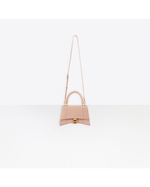 Balenciaga Pink Borsa Hourglass Small Con Lavorazione Coccodrillo Da Donna