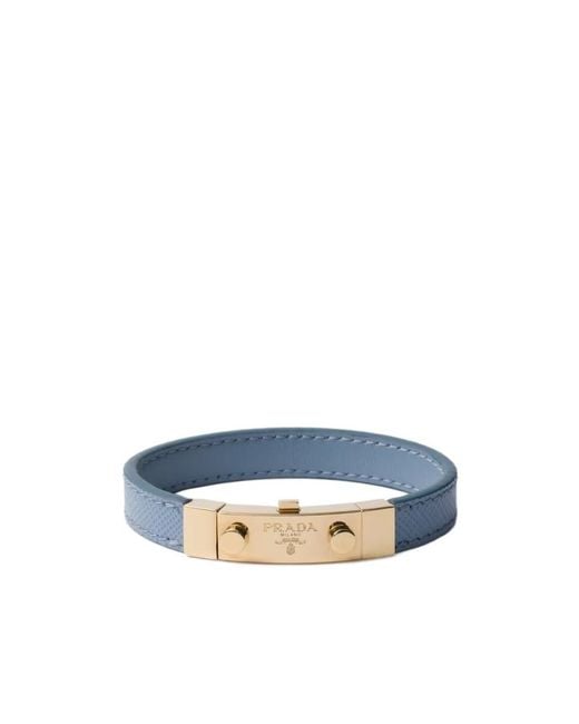 Prada Blue Saffiano Leather Bracelet
