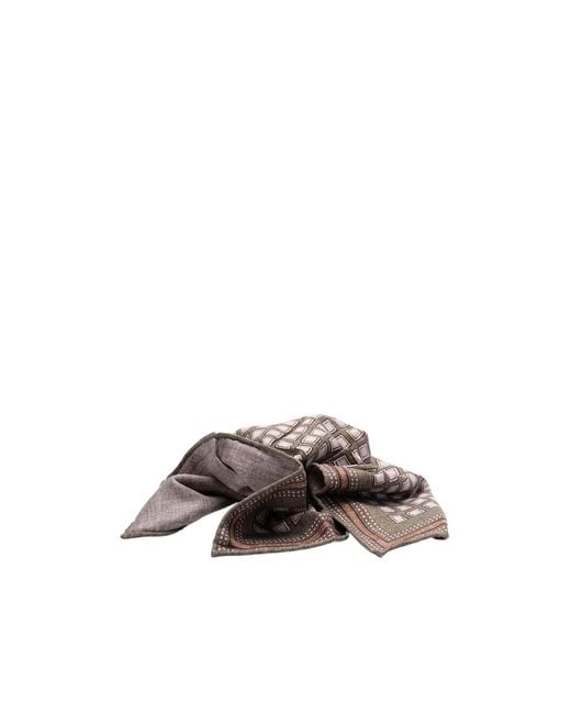 Brunello Cucinelli Brown Geometric-Pattern Printed Scarf for men
