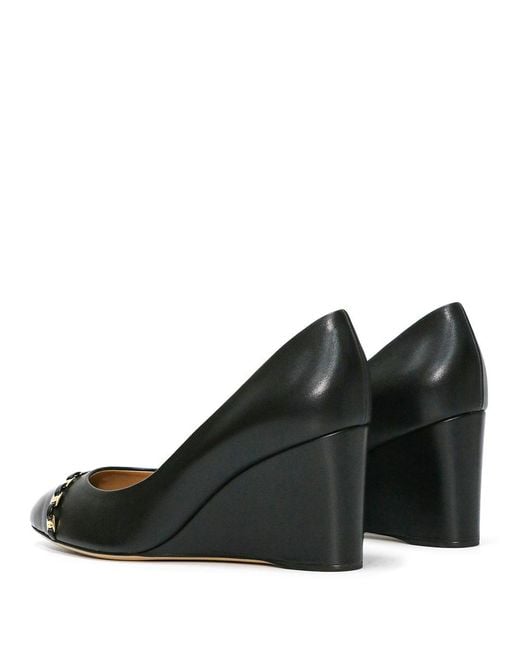 Ferragamo Black Round Head Wedges