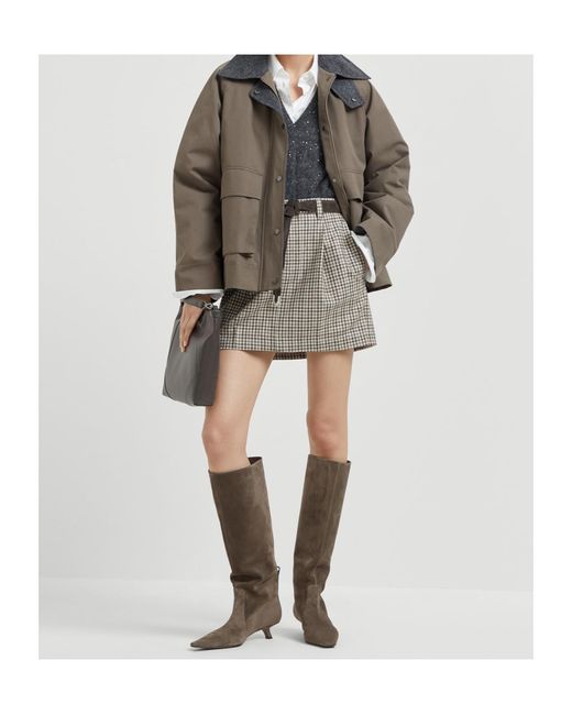 Brunello Cucinelli Gray Checked Mini Skirt