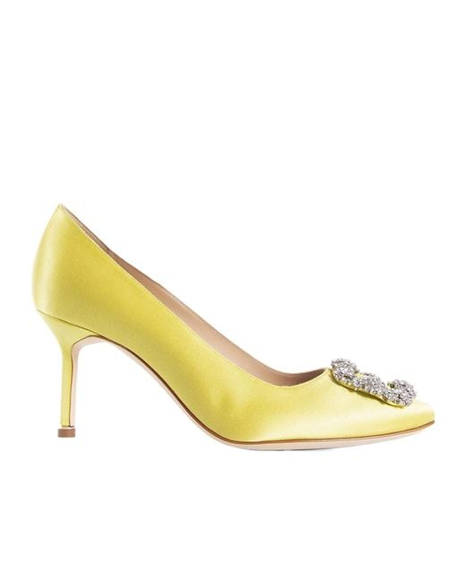 Manolo Blahnik Yellow Round Toe High Heels