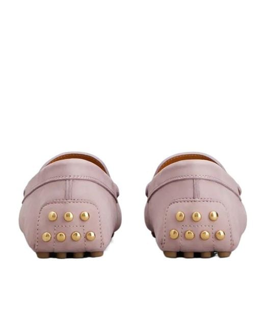 Tod's Pink Logo Detailed Slip-On Flat Shoes