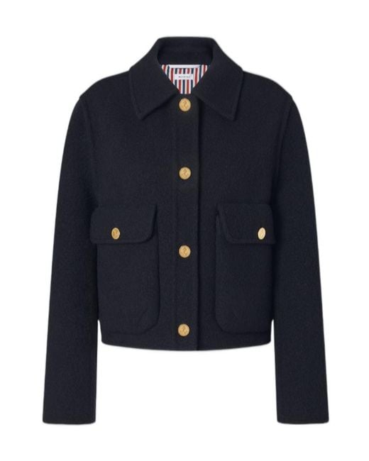 Thom Browne Blue Bell-Sleeve Wool Jacket