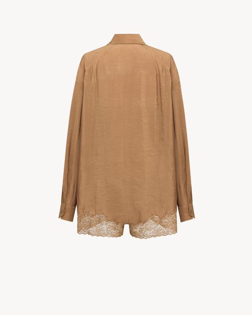 Saint Laurent Brown Lavallière Oversized Top