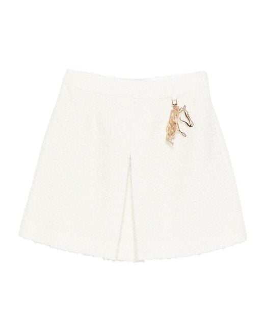 Emporio Armani White Logo-Plaque Mini Skirt