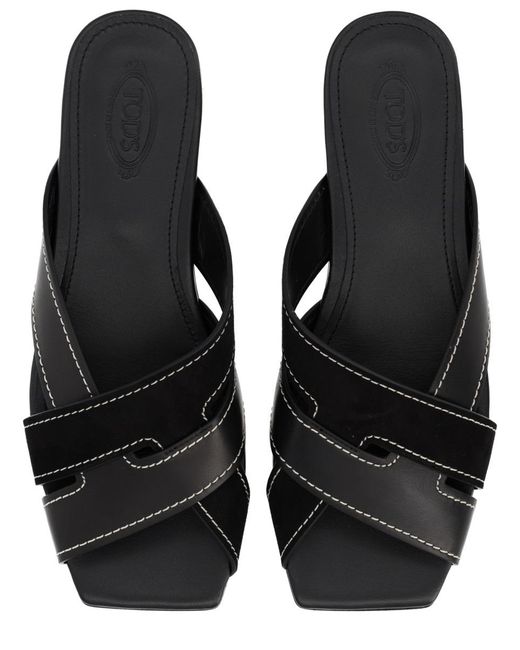 Tod's Brown Crossed-Strap Flat Sandals