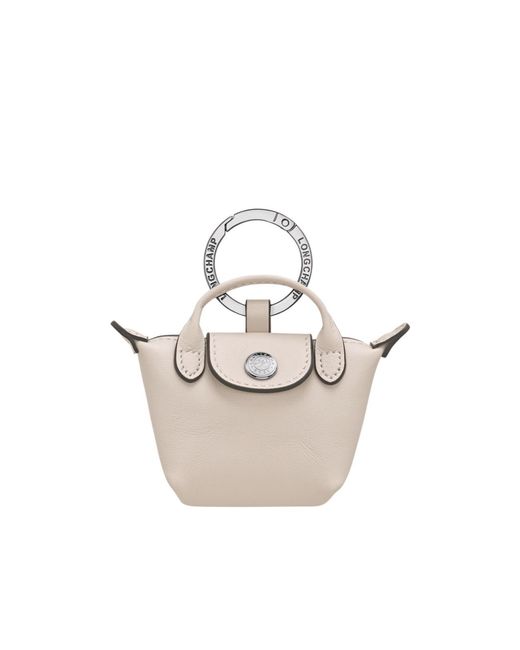 Longchamp White Le Pliage Xtra Key Ring