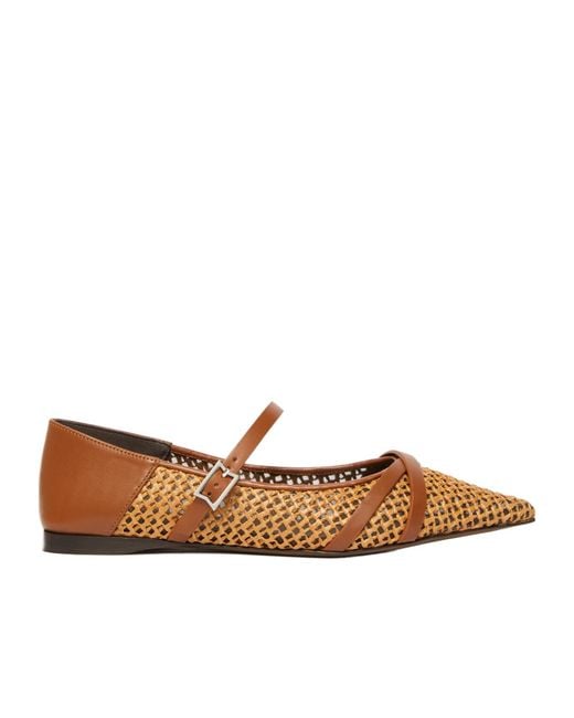 Max Mara Brown Buckle Detailed Pointed Toe Flat Shoes