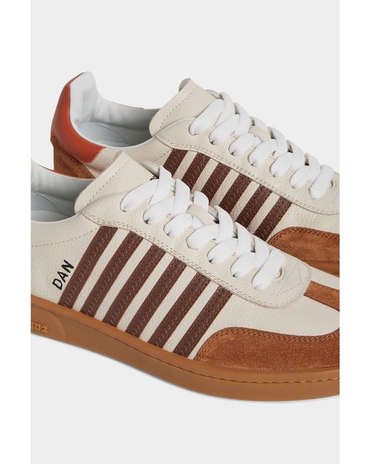 DSquared² Brown Round Toe Low-Top Sneakers for men