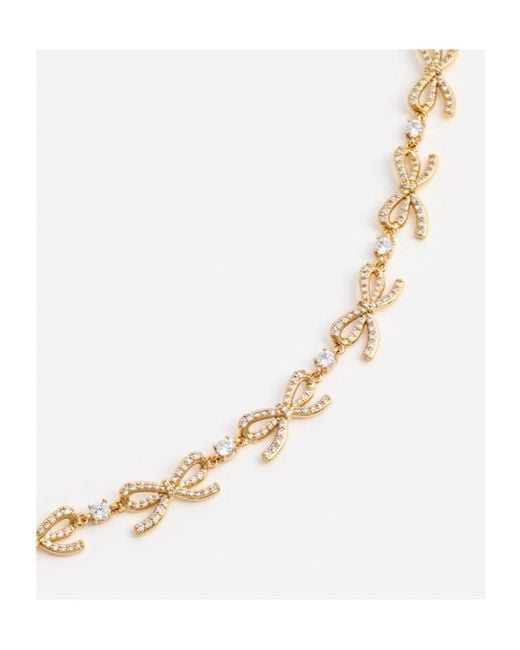 Self-Portrait Metallic Embellished Bow Necklace