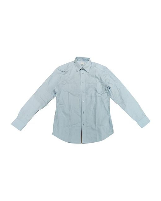 Burberry Blue Front Patch Pocket Long Sleeve Shirt for men