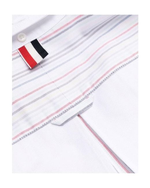 Thom Browne White Striped Long-Sleeved Shirt Dress