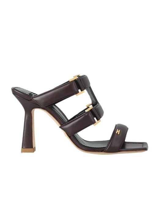 Elisabetta Franchi Black Square-Toe High-Heeled Sandals