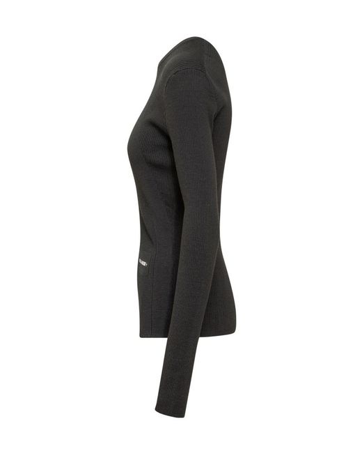 Jil Sander Black Crewneck Ribbed Jumper