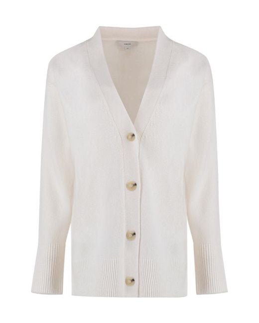 Vince White Weekend V-Neck Ribbed Cardigan