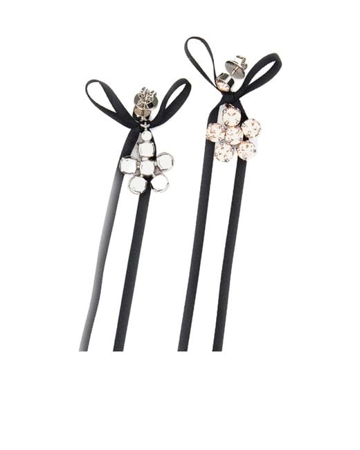 Simone Rocha White Daisy Ribbon Drop Earrings