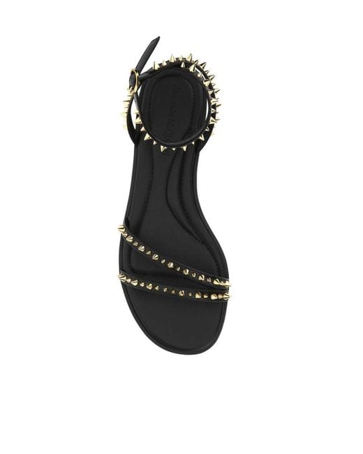 McQueen White Studded Flat Sandals