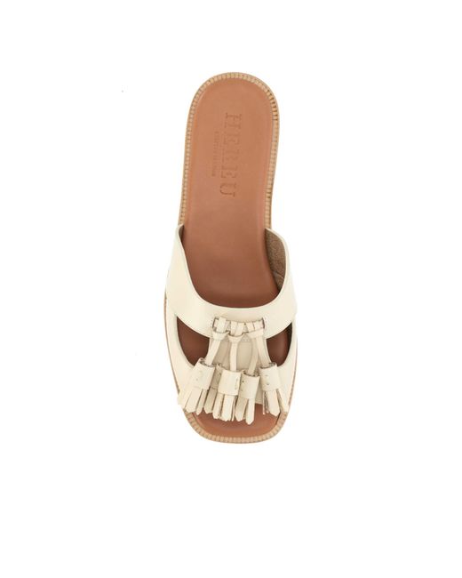 Hereu Natural Boqueria Heeled Open-Toe Tasseled Sandals