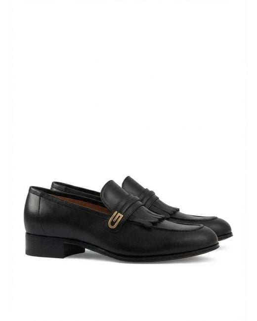 Gucci Black Logo Detailed Loafers for men
