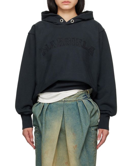 Maison Margiela Black Logo Fleece Hoodie for men