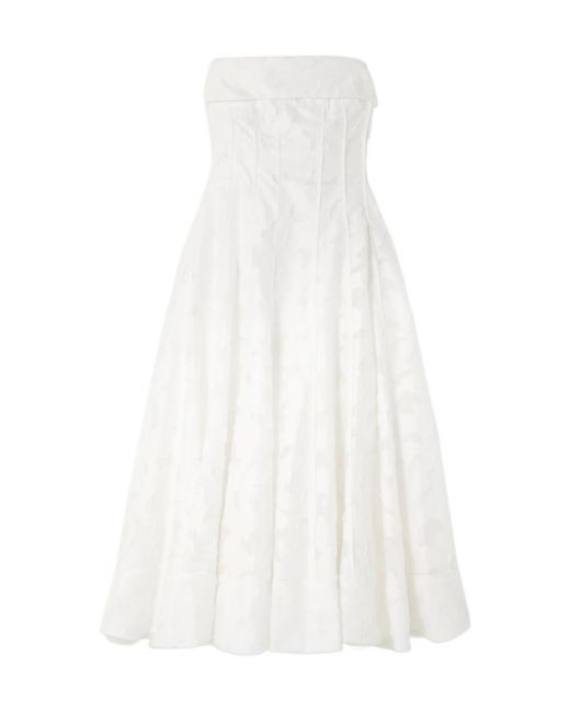 Jonathan Simkhai White Imogen Strapless Fil Coupé Jacquard Midi Dress