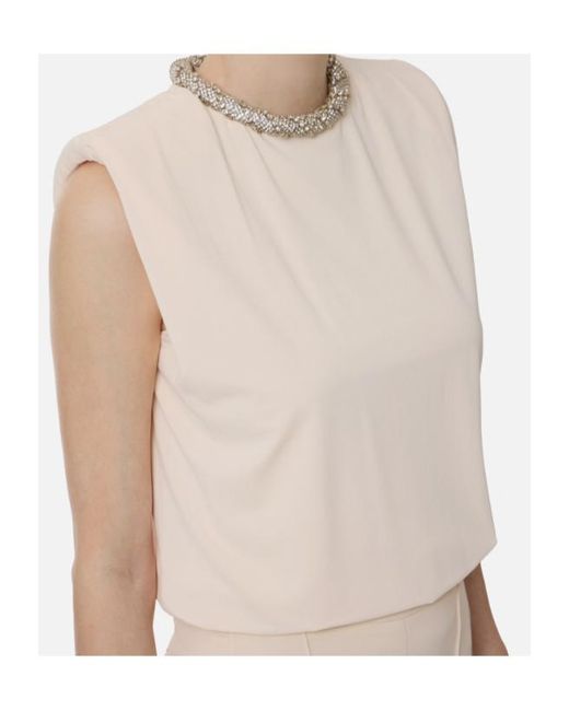 Elisabetta Franchi Multicolor Embellished Collar Sleeveless Top