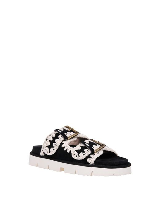 Mou Black Bio Buckle Fastened Sandals
