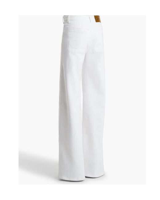 Khaite White Logo Patch Wide-Leg Jeans