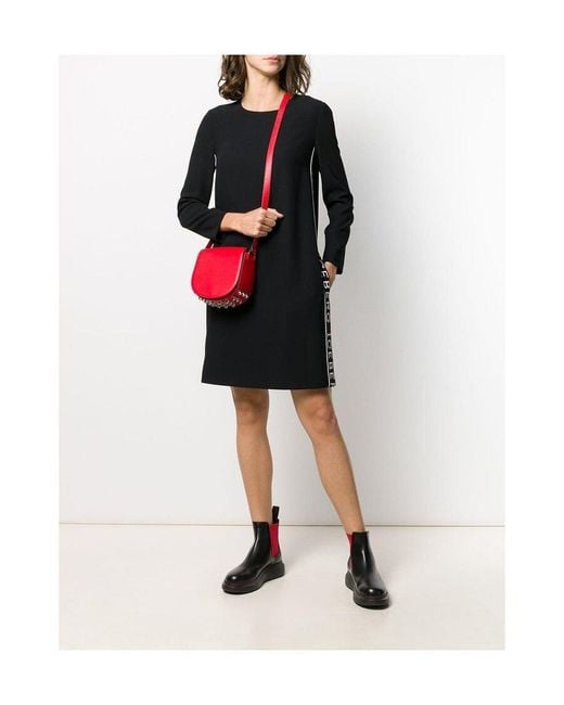 Iceberg Black Logo Ribbon Medium-Length Dress