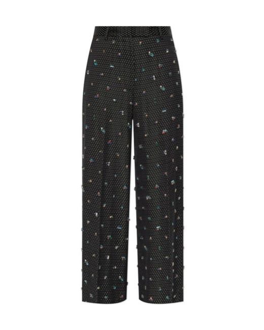 Dries Van Noten Black Patterned Tailored Trousers