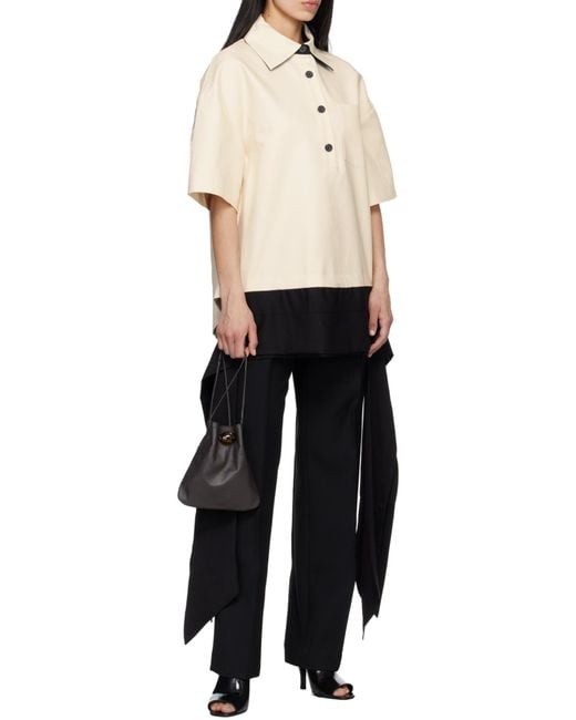 Entire studios White Contrast Hem Tie Polo Shirt
