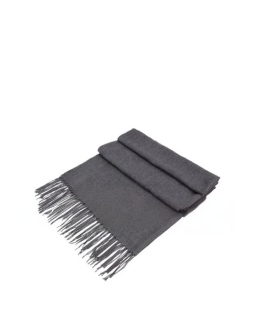 Emporio Armani Gray Logo Detailed Fringed Scarf for men