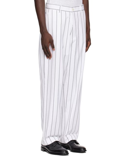 Officine Generale White Belt Loops Slacks for men