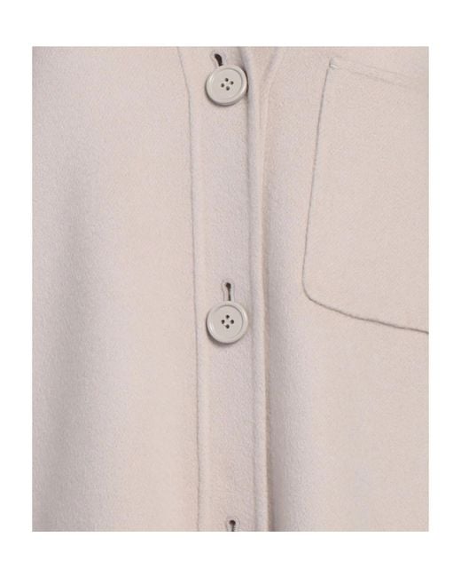 Max Mara Natural Wool Long-Sleeve V-Neck Coat