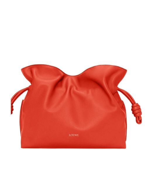 Loewe Red Smooth Leather Bucket Clutch
