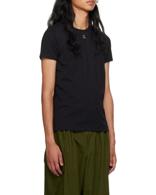 Vivienne Westwood Black Orb Logo-Embroidered Crewneck T-Shirt for men