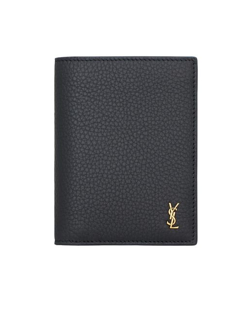 Saint Laurent Gray Tiny Cassandre Credit Card Wallet for men