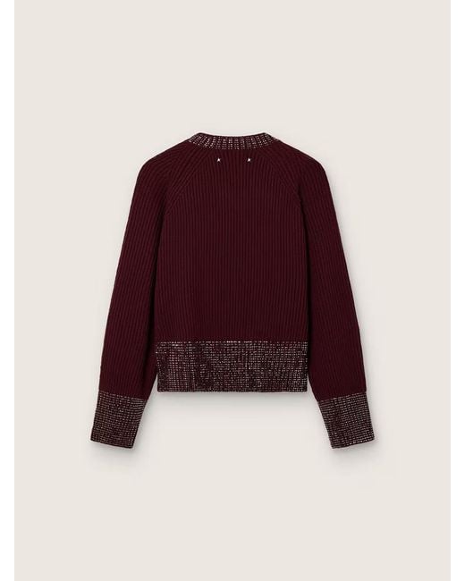 Golden Goose Deluxe Brand Purple Embellished-Neck Jumper