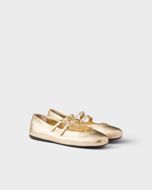 Prada Natural Mordoré Nappa Leather Ballerinas