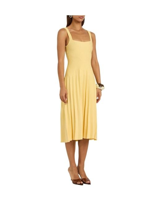 Staud Yellow Knit Midi Dress