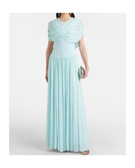 Jonathan Simkhai Blue Draped Pleated Gown
